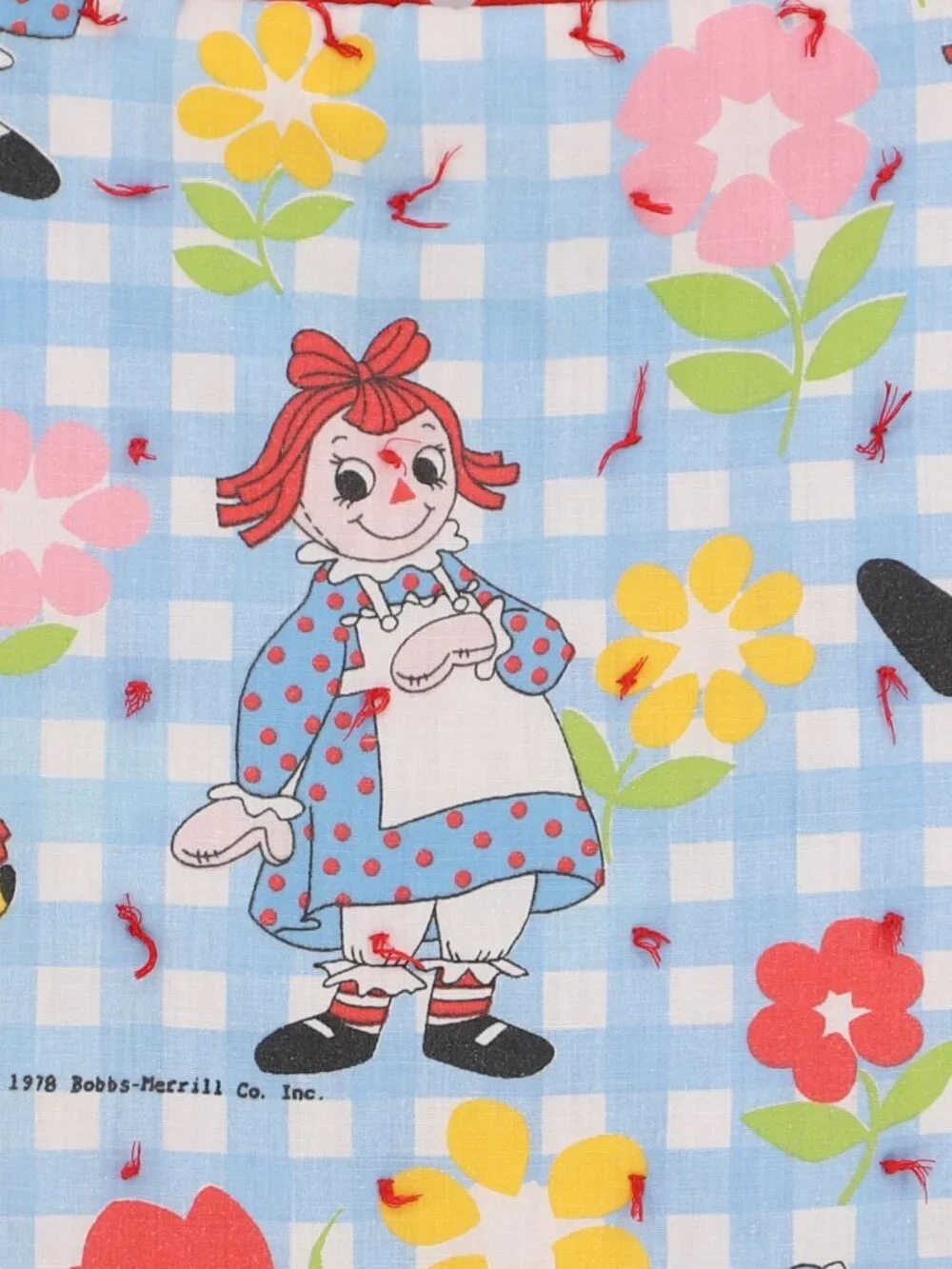 Raggedy Ann and Andy Vintage 1978 Pattern Quilted Tote Bag Handmade Upcycled